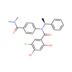 C[C@@H](c1ccccc1)N(C(=O)c1cc(Cl)c(O)cc1O)c1ccc(C(=O)N(C)C)cc1 ZINC000653668876