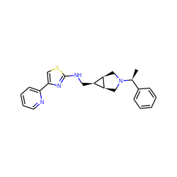 C[C@@H](c1ccccc1)N1C[C@H]2[C@@H](CNc3nc(-c4ccccn4)cs3)[C@H]2C1 ZINC000101637682