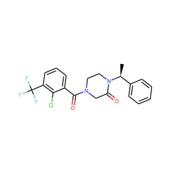 C[C@@H](c1ccccc1)N1CCN(C(=O)c2cccc(C(F)(F)F)c2Cl)CC1=O ZINC000043204691