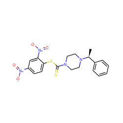 C[C@@H](c1ccccc1)N1CCN(C(=S)Sc2ccc([N+](=O)[O-])cc2[N+](=O)[O-])CC1 ZINC000095576767