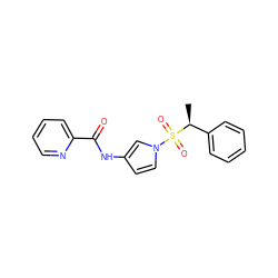 C[C@@H](c1ccccc1)S(=O)(=O)n1ccc(NC(=O)c2ccccn2)c1 ZINC000198475696