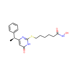 C[C@@H](c1ccccc1)c1cc(=O)[nH]c(SCCCCCC(=O)NO)n1 ZINC000035050431