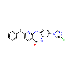 C[C@@H](c1ccccc1)c1ccc2c(n1)Nc1ccc(-n3cnc(Cl)c3)cc1NC2=O ZINC000653709006