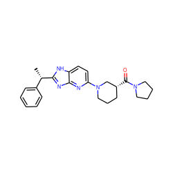 C[C@@H](c1ccccc1)c1nc2nc(N3CCC[C@@H](C(=O)N4CCCC4)C3)ccc2[nH]1 ZINC000221407197