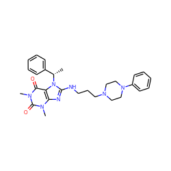 C[C@@H](c1ccccc1)n1c(NCCCN2CCN(c3ccccc3)CC2)nc2c1c(=O)n(C)c(=O)n2C ZINC000103207963