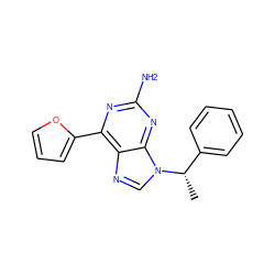 C[C@@H](c1ccccc1)n1cnc2c(-c3ccco3)nc(N)nc21 ZINC000028523797