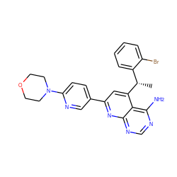 C[C@@H](c1ccccc1Br)c1cc(-c2ccc(N3CCOCC3)nc2)nc2ncnc(N)c12 ZINC000027901901