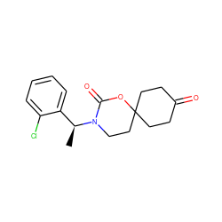 C[C@@H](c1ccccc1Cl)N1CCC2(CCC(=O)CC2)OC1=O ZINC000145888139