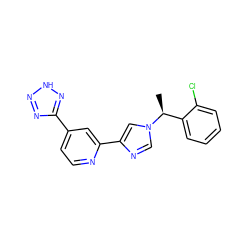 C[C@@H](c1ccccc1Cl)n1cnc(-c2cc(-c3nn[nH]n3)ccn2)c1 ZINC000225952381