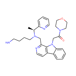 C[C@@H](c1ccccn1)N(CCCCN)Cc1nccc2c3ccccc3n(CC(=O)N3CCOCC3)c12 ZINC000200685918