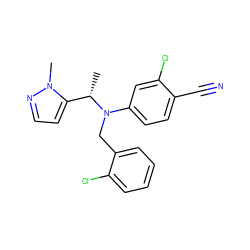 C[C@@H](c1ccnn1C)N(Cc1ccccc1Cl)c1ccc(C#N)c(Cl)c1 ZINC000043120214