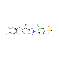 C[C@@H](c1nc(-c2ccc(S(C)(=O)=O)cc2Cl)no1)[C@H](N)Cc1cc(F)c(F)cc1F ZINC000040421238