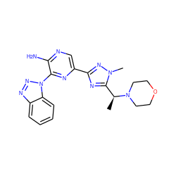 C[C@@H](c1nc(-c2cnc(N)c(-n3nnc4ccccc43)n2)nn1C)N1CCOCC1 ZINC001772584325