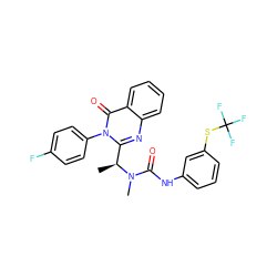 C[C@@H](c1nc2ccccc2c(=O)n1-c1ccc(F)cc1)N(C)C(=O)Nc1cccc(SC(F)(F)F)c1 ZINC000136600204