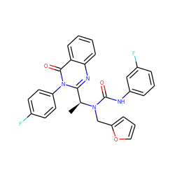 C[C@@H](c1nc2ccccc2c(=O)n1-c1ccc(F)cc1)N(Cc1ccco1)C(=O)Nc1cccc(F)c1 ZINC000038218060