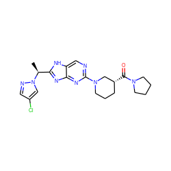 C[C@@H](c1nc2nc(N3CCC[C@@H](C(=O)N4CCCC4)C3)ncc2[nH]1)n1cc(Cl)cn1 ZINC000205304339