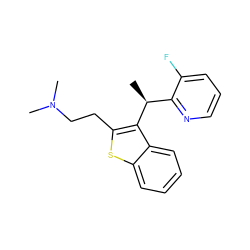 C[C@@H](c1ncccc1F)c1c(CCN(C)C)sc2ccccc12 ZINC000035906132