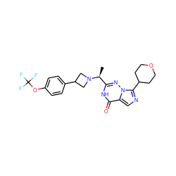 C[C@@H](c1nn2c(C3CCOCC3)ncc2c(=O)[nH]1)N1CC(c2ccc(OC(F)(F)F)cc2)C1 ZINC000205426796