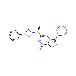 C[C@@H](c1nn2c(C3CCOCC3)ncc2c(=O)[nH]1)N1CC(c2ccccc2)C1 ZINC000205424562