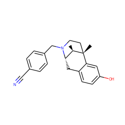 C[C@@H]1[C@@H]2Cc3ccc(O)cc3[C@@]1(C)CCN2Cc1ccc(C#N)cc1 ZINC000013740354