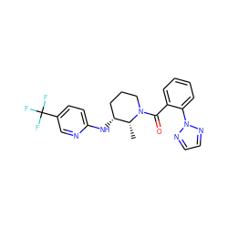 C[C@@H]1[C@H](Nc2ccc(C(F)(F)F)cn2)CCCN1C(=O)c1ccccc1-n1nccn1 ZINC000218499004