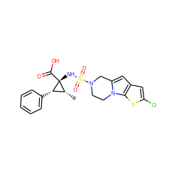 C[C@@H]1[C@H](c2ccccc2)[C@]1(NS(=O)(=O)N1CCn2c(cc3cc(Cl)sc32)C1)C(=O)O ZINC000071318400