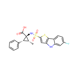 C[C@@H]1[C@H](c2ccccc2)[C@]1(NS(=O)(=O)c1cc2[nH]c3cc(F)ccc3c2s1)C(=O)O ZINC000071318415