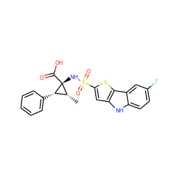 C[C@@H]1[C@H](c2ccccc2)[C@]1(NS(=O)(=O)c1cc2[nH]c3ccc(F)cc3c2s1)C(=O)O ZINC000071318782