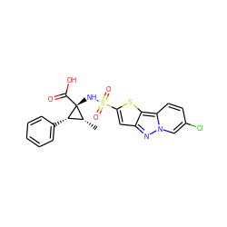 C[C@@H]1[C@H](c2ccccc2)[C@]1(NS(=O)(=O)c1cc2nn3cc(Cl)ccc3c2s1)C(=O)O ZINC000071316923