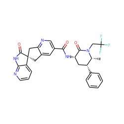 C[C@@H]1[C@H](c2ccccc2)C[C@H](NC(=O)c2cnc3c(c2)C[C@@]2(C3)C(=O)Nc3ncccc32)C(=O)N1CC(F)(F)F ZINC000095598454