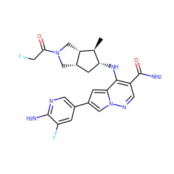 C[C@@H]1[C@H]2CN(C(=O)CF)C[C@H]2C[C@H]1Nc1c(C(N)=O)cnn2cc(-c3cnc(N)c(F)c3)cc12 ZINC000261187610