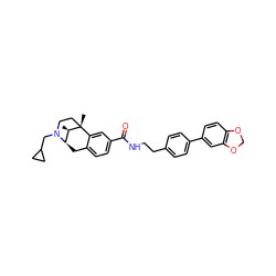 C[C@@H]1[C@H]2Cc3ccc(C(=O)NCCc4ccc(-c5ccc6c(c5)OCO6)cc4)cc3[C@@]1(C)CCN2CC1CC1 ZINC000169291343