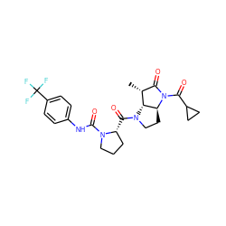 C[C@@H]1C(=O)N(C(=O)C2CC2)[C@H]2CCN(C(=O)[C@@H]3CCCN3C(=O)Nc3ccc(C(F)(F)F)cc3)[C@H]12 ZINC000013527862