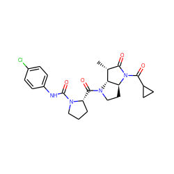 C[C@@H]1C(=O)N(C(=O)C2CC2)[C@H]2CCN(C(=O)[C@@H]3CCCN3C(=O)Nc3ccc(Cl)cc3)[C@H]12 ZINC000013527868