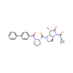 C[C@@H]1C(=O)N(C(=O)C2CC2)[C@H]2CCN(C(=O)[C@@H]3CCCN3C(=O)c3ccc(-c4ccccc4)cc3)[C@H]12 ZINC000013527837