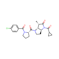 C[C@@H]1C(=O)N(C(=O)C2CC2)[C@H]2CCN(C(=O)[C@@H]3CCCN3C(=O)c3ccc(Cl)cc3)[C@H]12 ZINC000013527851