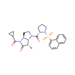 C[C@@H]1C(=O)N(C(=O)C2CC2)[C@H]2CCN(C(=O)[C@@H]3CCCN3S(=O)(=O)c3cccc4ccccc34)[C@H]12 ZINC000013527802