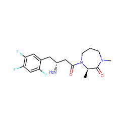 C[C@@H]1C(=O)N(C)CCCN1C(=O)C[C@H](N)Cc1cc(F)c(F)cc1F ZINC000014958871