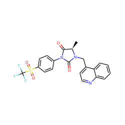 C[C@@H]1C(=O)N(c2ccc(S(=O)(=O)C(F)(F)F)cc2)C(=O)N1Cc1ccnc2ccccc12 ZINC000038433168