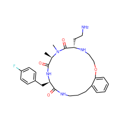 C[C@@H]1C(=O)N[C@H](Cc2ccc(F)cc2)C(=O)NCCCc2ccccc2OCCN[C@@H](CCN)C(=O)N1C ZINC001772592493