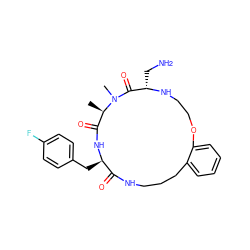 C[C@@H]1C(=O)N[C@H](Cc2ccc(F)cc2)C(=O)NCCCc2ccccc2OCCN[C@@H](CN)C(=O)N1C ZINC001772584159