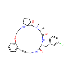 C[C@@H]1C(=O)N[C@H](Cc2cccc(Cl)c2)C(=O)NC/C=C\c2ccccc2OCCNC2(CCCC2)C(=O)N1C ZINC000207666757