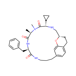 C[C@@H]1C(=O)N[C@H](Cc2ccccc2)C(=O)NCCCc2ccc3c(c2)O[C@@H](CC3)CN[C@@H](C2CC2)C(=O)N1C ZINC001772576199