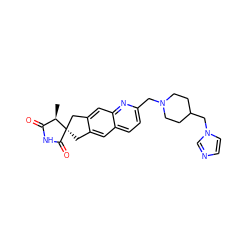 C[C@@H]1C(=O)NC(=O)[C@@]12Cc1cc3ccc(CN4CCC(Cn5ccnc5)CC4)nc3cc1C2 ZINC000169703621