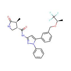 C[C@@H]1C(=O)NC[C@H]1C(=O)Nc1cc(-c2cccc(CO[C@H](C)C(F)(F)F)c2)n(-c2ccccc2)n1 ZINC000169707446