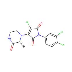 C[C@@H]1C(=O)NCCN1C1=C(Cl)C(=O)N(c2ccc(Cl)c(Cl)c2)C1=O ZINC000064527290