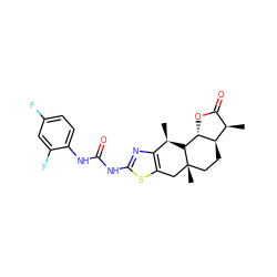 C[C@@H]1C(=O)O[C@@H]2[C@@H]1CC[C@]1(C)Cc3sc(NC(=O)Nc4ccc(F)cc4F)nc3[C@@H](C)[C@@H]21 ZINC000253654897