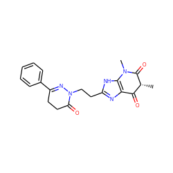 C[C@@H]1C(=O)c2nc(CCN3N=C(c4ccccc4)CCC3=O)[nH]c2N(C)C1=O ZINC000100034665