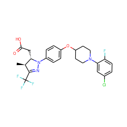 C[C@@H]1C(C(F)(F)F)=NN(c2ccc(OC3CCN(c4cc(Cl)ccc4F)CC3)cc2)[C@H]1CC(=O)O ZINC000219564530