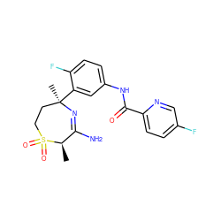 C[C@@H]1C(N)=N[C@](C)(c2cc(NC(=O)c3ccc(F)cn3)ccc2F)CCS1(=O)=O ZINC000201657943